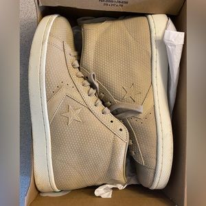 Khaki color Leather Converse High Top